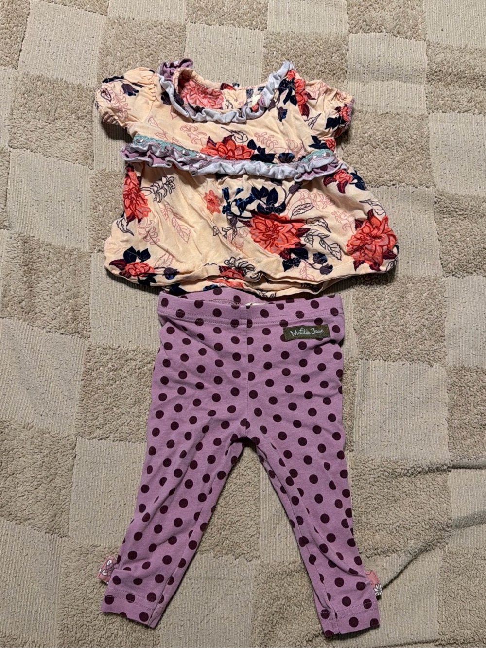 Matilda Jane Blush Pink Floral Top with Navy and Coral Accents